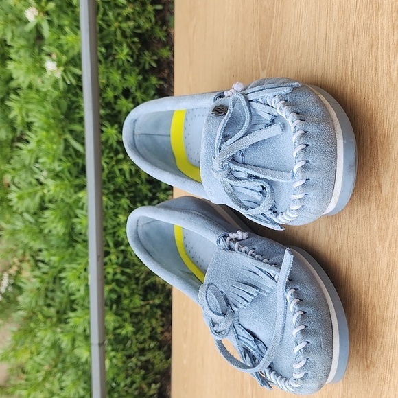 Minnetonka light blue suede moccasins size 7 - Picture 2 of 11